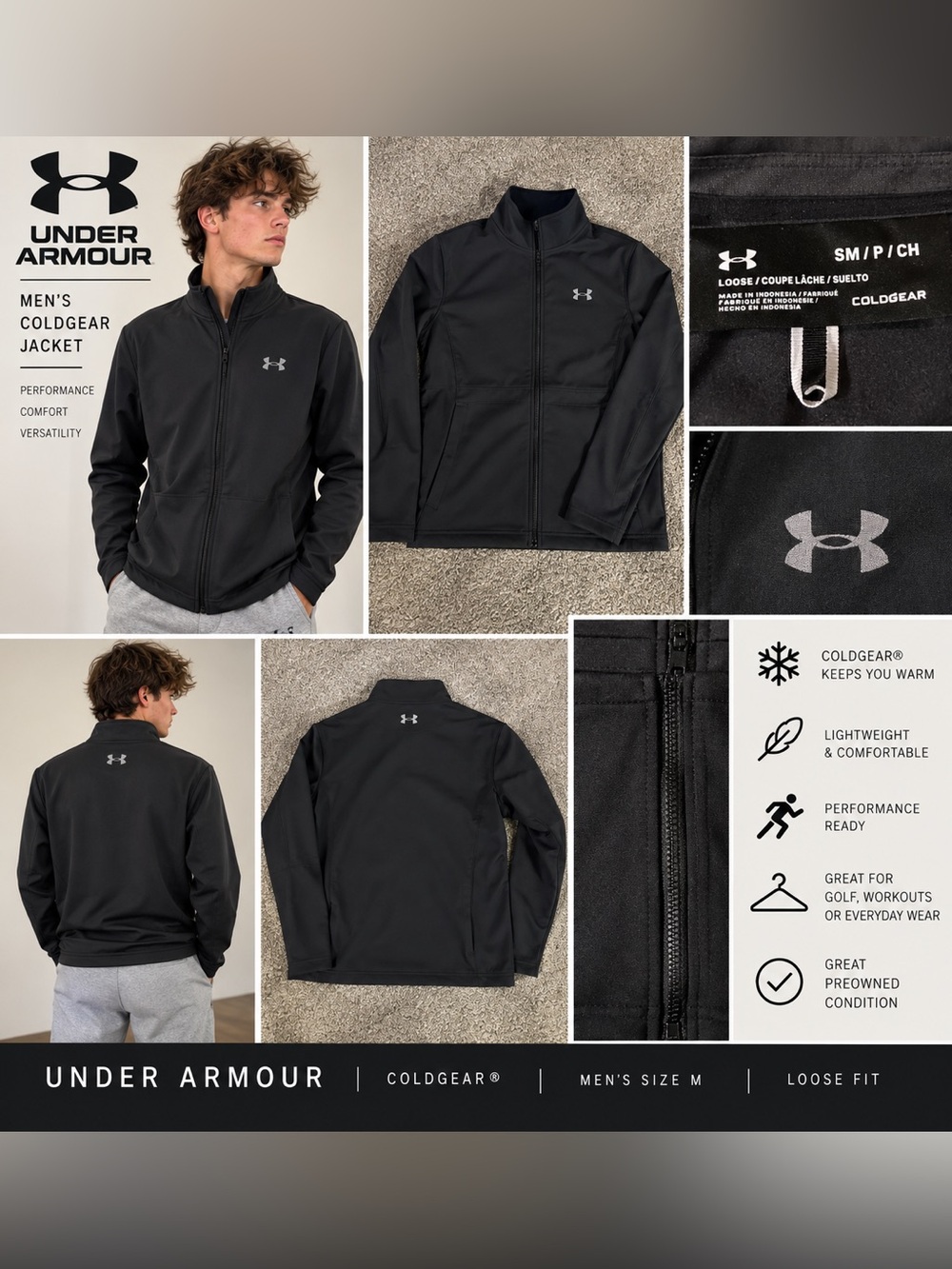 Under Armour Men’s ColdGear Lightweight Jacket - Black fleece lined
